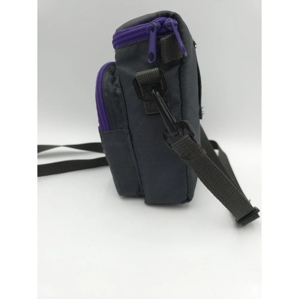 Vtg Coast Camera‎ Bag Case Gray Purple Teal W/Shoulder Strap Front Zip Pouch